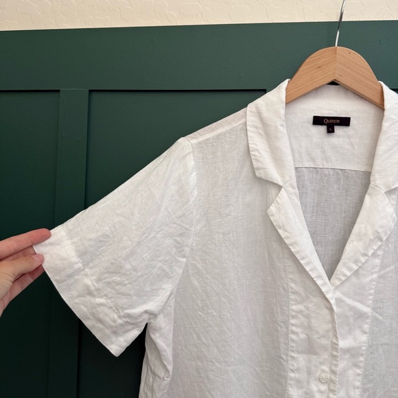 Quince 100% European Linen Short Sleeve Shirt in White - Picture 5 of 9